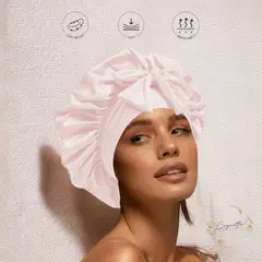 GENERICO - Gorro Tipo Bonnet Satín Licrado Antifrizz Color Rosa