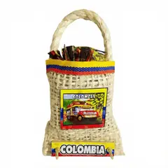 GENERICO - Portallaves Artesanal Bulto De Fique Típico Colombiano + 5 Caramelos De Café
