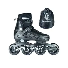 ROLLER - Patines En Linea Semiprofesionales Skate Con Maleta Negro XS 27 Ajustables a 30