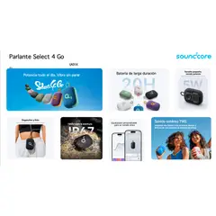 SOUNDCORE - Select 4 Go Azul Parlante Altavoz Bluetooth Portátil 20h + Protección IP67