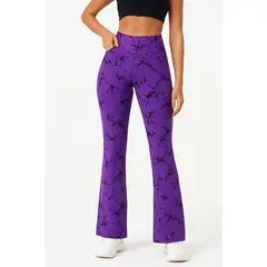 YOGA & GYM - Leggings acampanados deportivos con estampado manchas