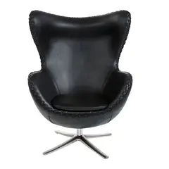 GENERICO - Silla de Sala Egg en ecopiel Color Gris Negro