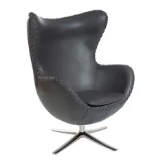 GENERICO - Silla de Sala Egg en ecopiel Color Gris Negro