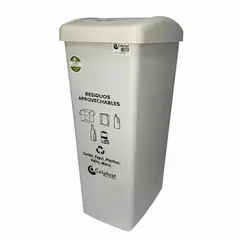 COLPLAST - Papelera Vaiven de Tapa Plana de 55 Litros Color Blanco
