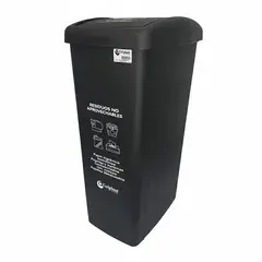 COLPLAST - Papelera Vaiven de Tapa Plana de 55 Litros Color Negro
