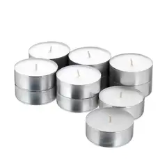 GENERICO - 12 Velitas Té Blancas Pequeñas Redondas Para Pebeteros En Porta Velas Metálica