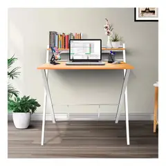 GENERICO - Escritorio Plegable Para Home Office Con Repisa Base Metal
