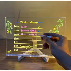 GENERICO - Pizarra LED Acrílica Transparente con Soporte Ajustable