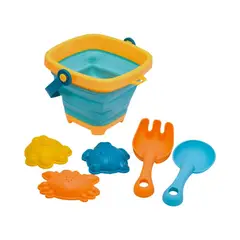 MONKEY BRANDS - Balde Plegable de Playa con Moldes Fun For Kids