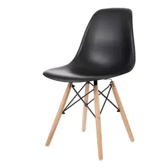 ERGONOMUS - Silla De Comedor Estilo Eames De Polipropileno Color Negro Liso