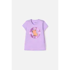 MIC - Camiseta de Capybara manga corta violeta para niña