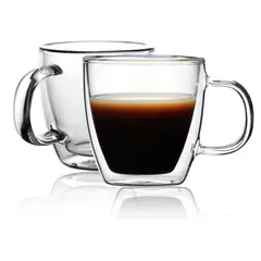 GENERICO - Taza Aisladas De Vidrio Espresso De 5.4 Onzas Pack X 2