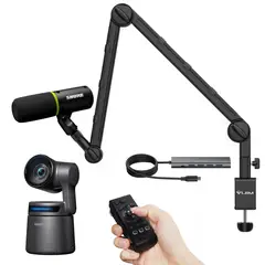 OBSBOT - Combo Webcam Tail Air con Shure MV6 y Brazo Ulanzi LS25 para Streaming