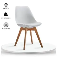 ZER - Silla para Comedor Sala Oficina Acolchada Con Patas De Madera Blanca