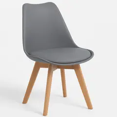 ZER - Silla para Comedor Sala Oficina Acolchada Con Patas De Madera Gris