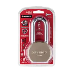 HERMEX - Candado redondo, 65mm, gancho largo, llave de puntos blister - 43337