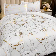 MY HOME STORE - Duvet Línea Gold Patrón de Mármol Dorado + Plumón