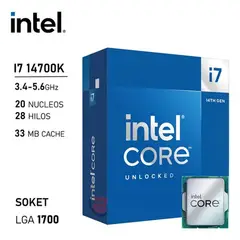 INTEL - Procesador CORE i7 14700K Sin Fan Optimizado para Multitarea