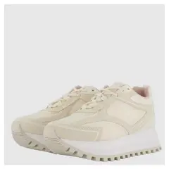 CALVIN KLEIN - Tenis blanco runner authentic de cuero sintético