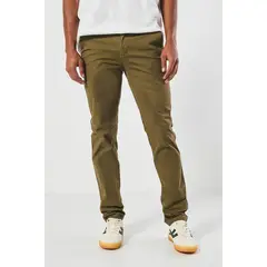 KOAJ - Pantalón unicolor slim en dril con bolsillos y tiro med Hombre