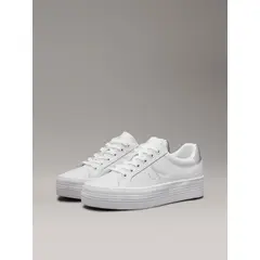 CALVIN KLEIN - Tenis blanco de plataforma de cuero