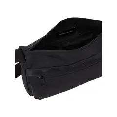 TOMMY HILFIGER - Bolso negro mensajero con logo metálico
