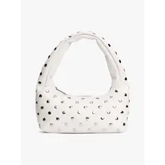 TOMMY HILFIGER - Bolso blanco de hombro con tachuelas metalizadas