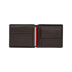 TOMMY HILFIGER - Billetera marrón plegable Corporate de cuero