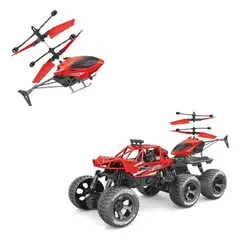 GENERICO - Carro Todoterreno 6x6 Control Remoto 24g Porta Helicóptero Volador