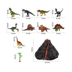 GENERICO - Temi Juego de volcán grande con 9 figuras de acción de dinosaurio
