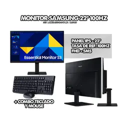 SAMSUNG - MONITOR 22 - 100HZ PANEL IPS FULL HD + COMBO TECLADO Y MOUSE