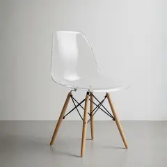 ENTRE NOS HOME - Silla Comedor Alma Transparente Eames Patas Madera Soporta 110 kg