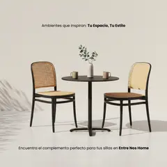 ENTRE NOS HOME - Set x2 Silla Comedor Serena Estilo Ratán Tejido Rejilla Negro