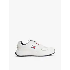 TOMMY HILFIGER - Tenis blanco con texturas mixtas y logo