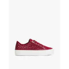 TOMMY HILFIGER - Tenis rojo de malla con monogramas bordados