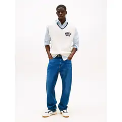 TOMMY HILFIGER - Tenis blanco de cuero con suela cupsole