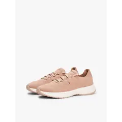 TOMMY HILFIGER - Tenis beige de punto con logo bordado