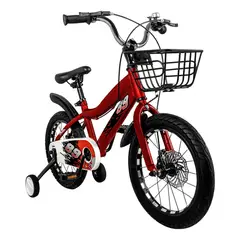 NANOFORT - Bicicleta Infantil Roja Niños Rin 16 Con Canasta Auxiliares