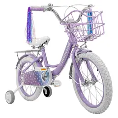 NANOFORT - Bicicleta Infantil Morada Niña Rin 16 Con Canasta Auxiliares