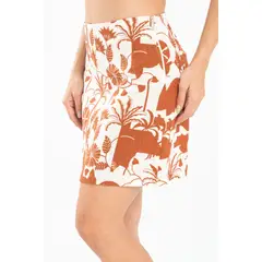 RAGGED - Falda corta gather Cafe caramelo