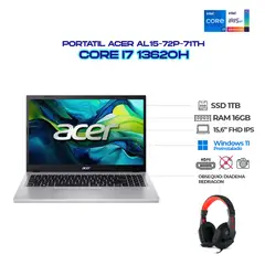 ACER - Portátil con Intel Core i7‑13620H + DIADEMAS REDRAGON - 16GB RAM - 1TB SSD - 156″ FHD