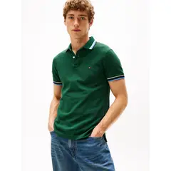 TOMMY HILFIGER - Polo verde de corte slim con logo