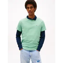 TOMMY HILFIGER - Camiseta verde claro clásica con cuello redondo Tommy Jeans