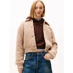 TOMMY HILFIGER - Chaqueta café bomber con logo