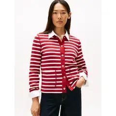 TOMMY HILFIGER - Cárdigan rojo con diseño de rayas