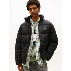 TOMMY HILFIGER - Chaqueta negra acolchada con efecto arrugado Tommy Jeans
