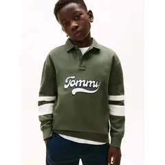 TOMMY HILFIGER - Polo gris Varsity de manga larga con aplicación