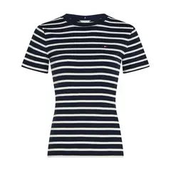 TOMMY HILFIGER - Camiseta azul slim de cuello redondo