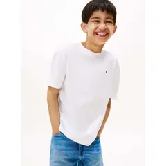 TOMMY HILFIGER - Camiseta blanca de cuello redondo con logo