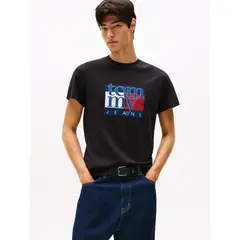 TOMMY HILFIGER - Camiseta negra slim con logo gráfico Tommy Jeans